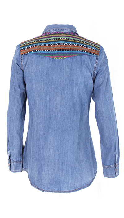 FT2138 Aztec Yoke Denim Shirt - Face Off Australia