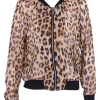 Sheer Leopard Print Bomber Jacket
