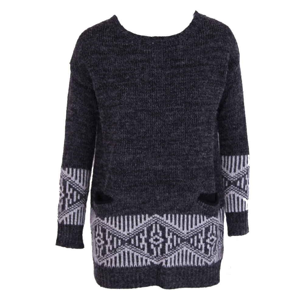 Pattern trim knit jumper with pockets