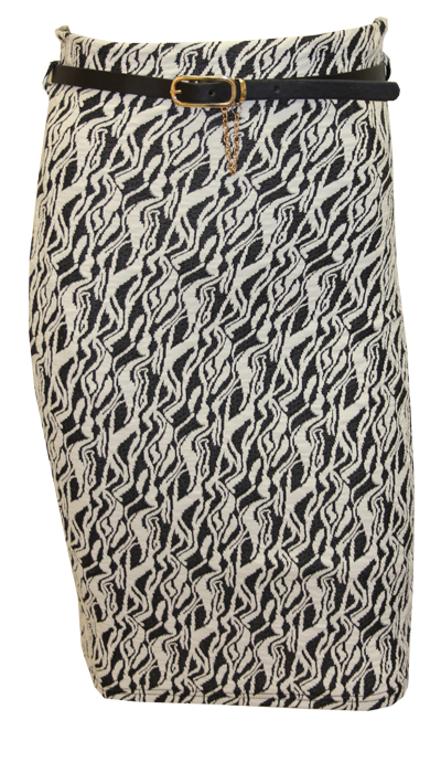 PATTERN SKIRT WITH BELT