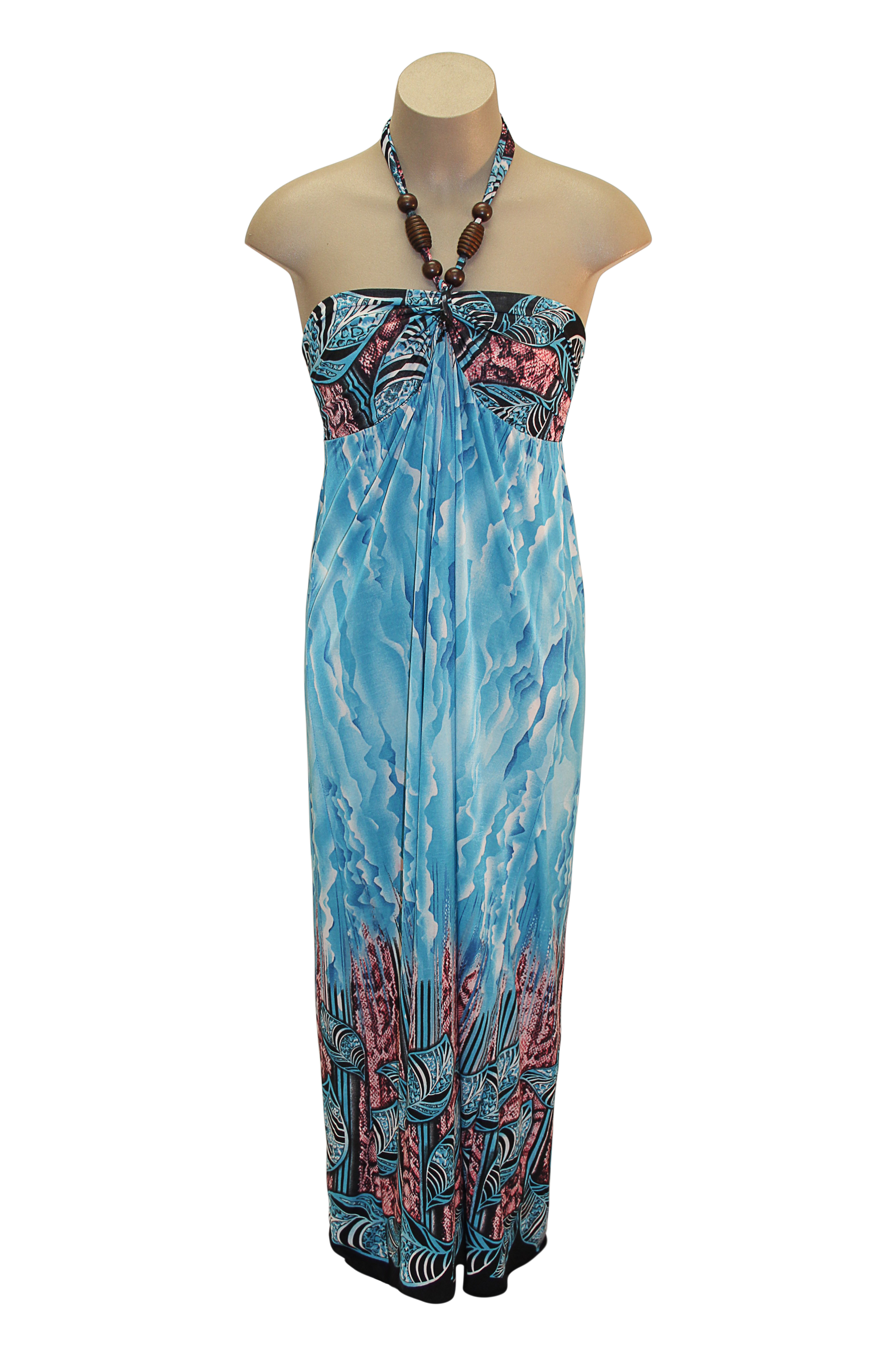 FD0885 Maxi Dress Beaded Neck Strap - Face Off Australia