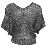 FOK2261 Sequin Knitted Poncho Top - Image 2