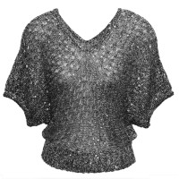 FOK2261 Sequin Knitted Poncho Top