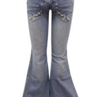 FP1035 Flare Denim Jeans with Buckle - Image 4