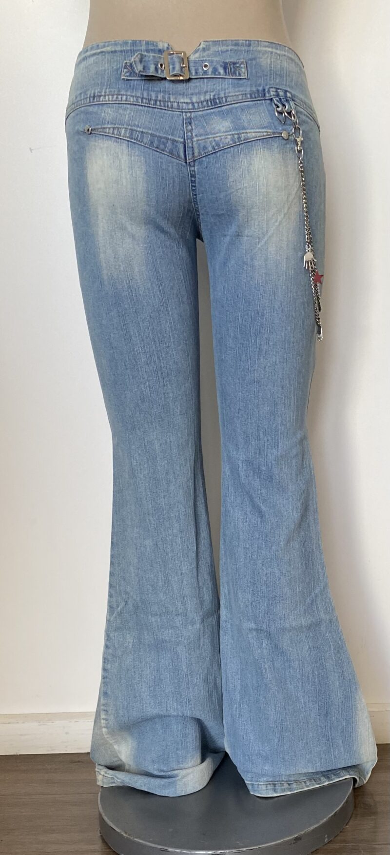 FP0892  Flare Denim with Pearl Chain - Image 4