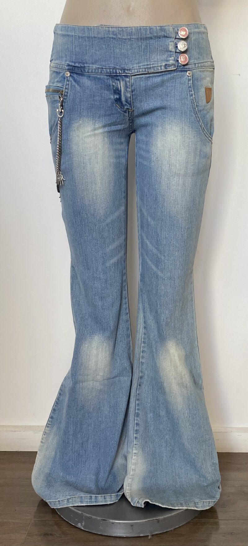 FP0892  Flare Denim with Pearl Chain