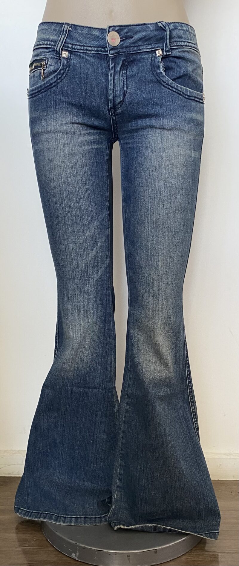 FP1031-Flare zipped coin pocke denim