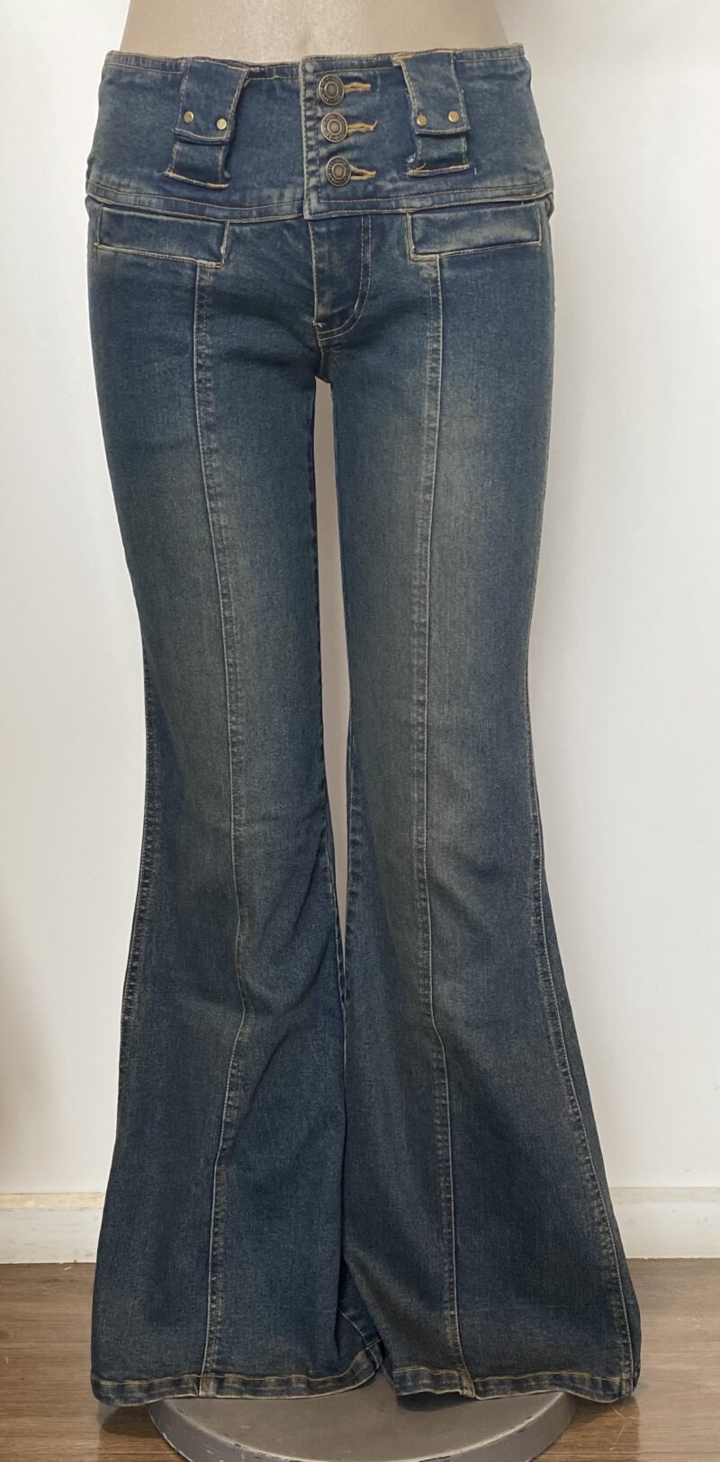 FP0222 - LARGE WAISTBAND FLARE DENIM